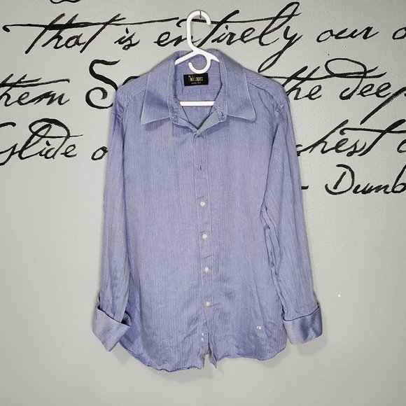 Nick Lopez Mens Light Blue Herringbone Tailored Dress Shirt, L/Xl - Picture 1 of 6